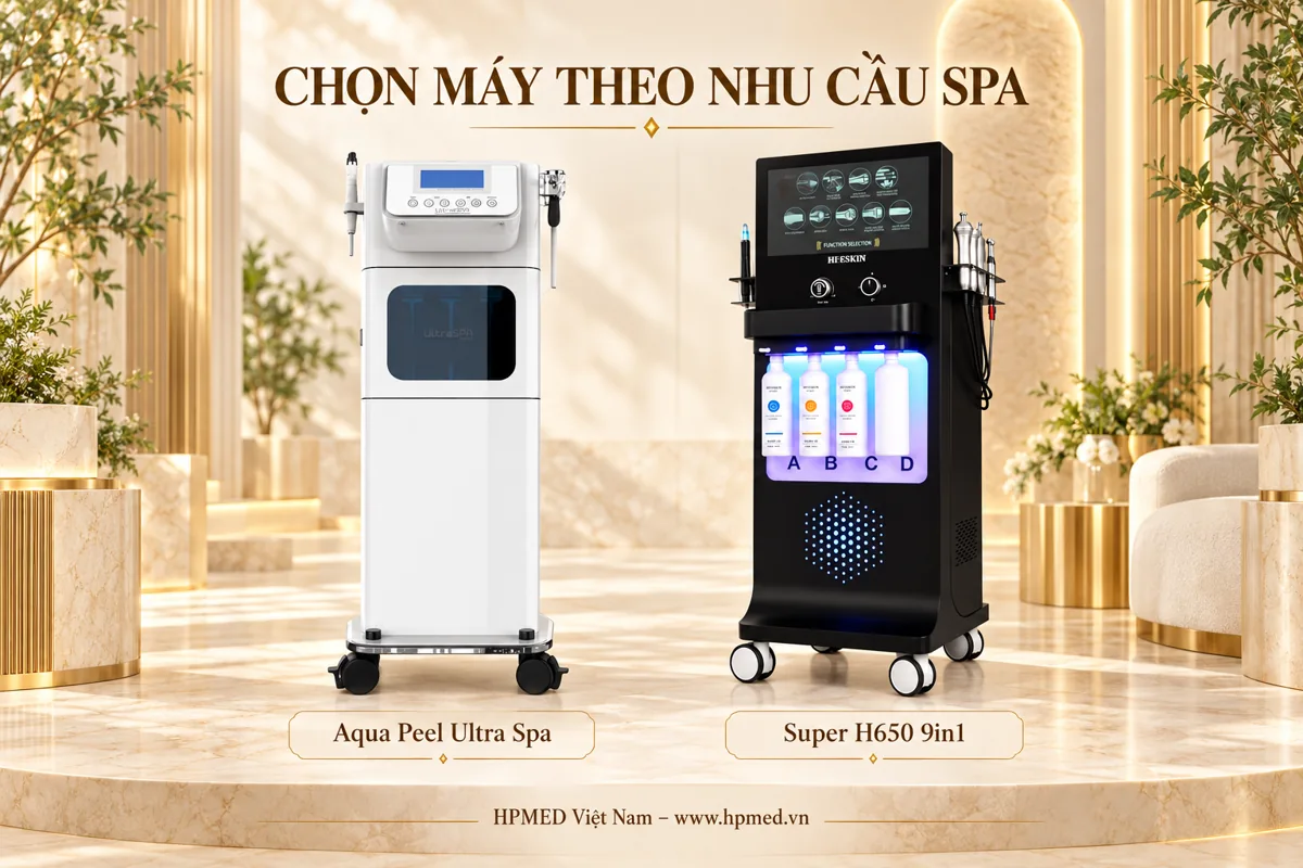 Máy Aqua Peel: Giá, So Sánh 2 Mẫu & Cách Chọn Cho Spa 3 So sánh hình dáng Aqua Peel Ultra Spa màu trắng và Super H650 9in1 màu đen