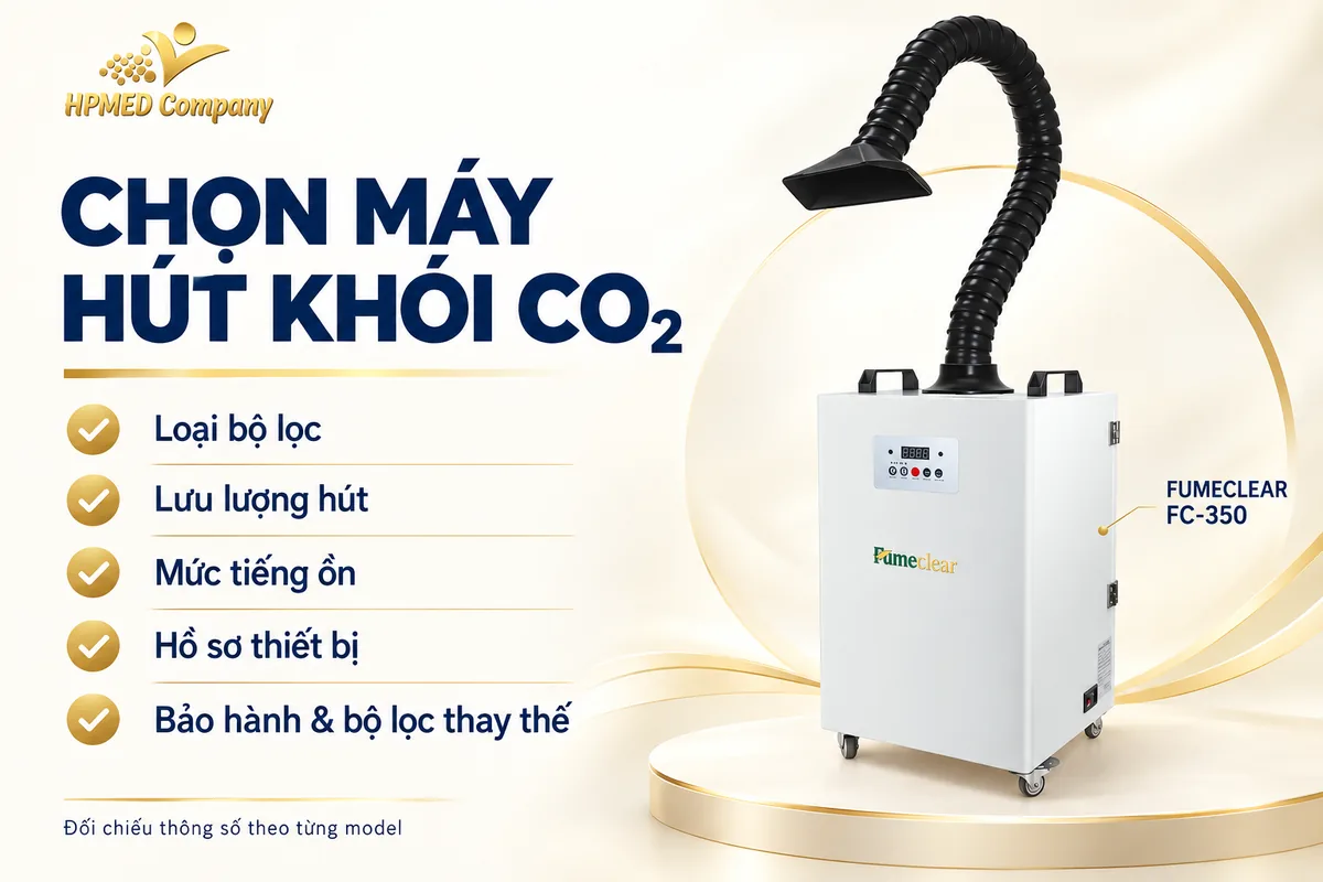 Năm tiêu chí chọn máy hút khói CO2, minh họa bằng Fumeclear FC-350
