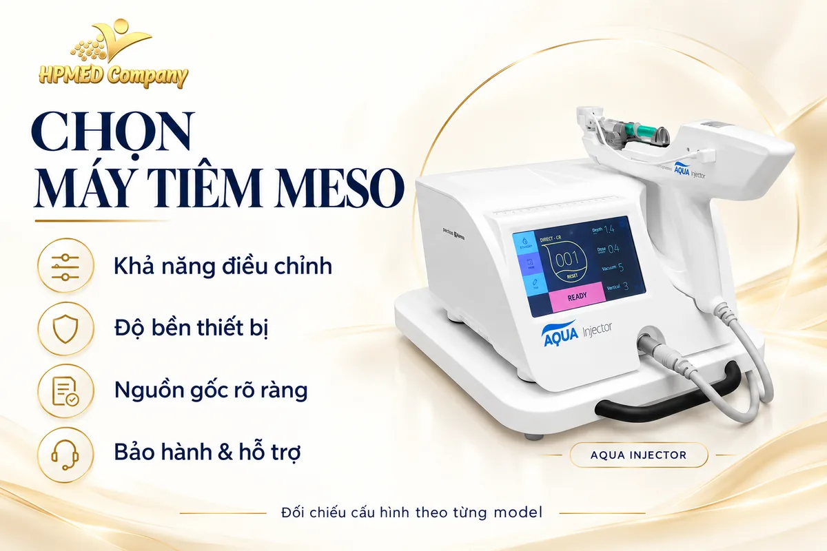 Tiêu chí chọn máy tiêm meso, minh họa với thiết bị Aqua Injector